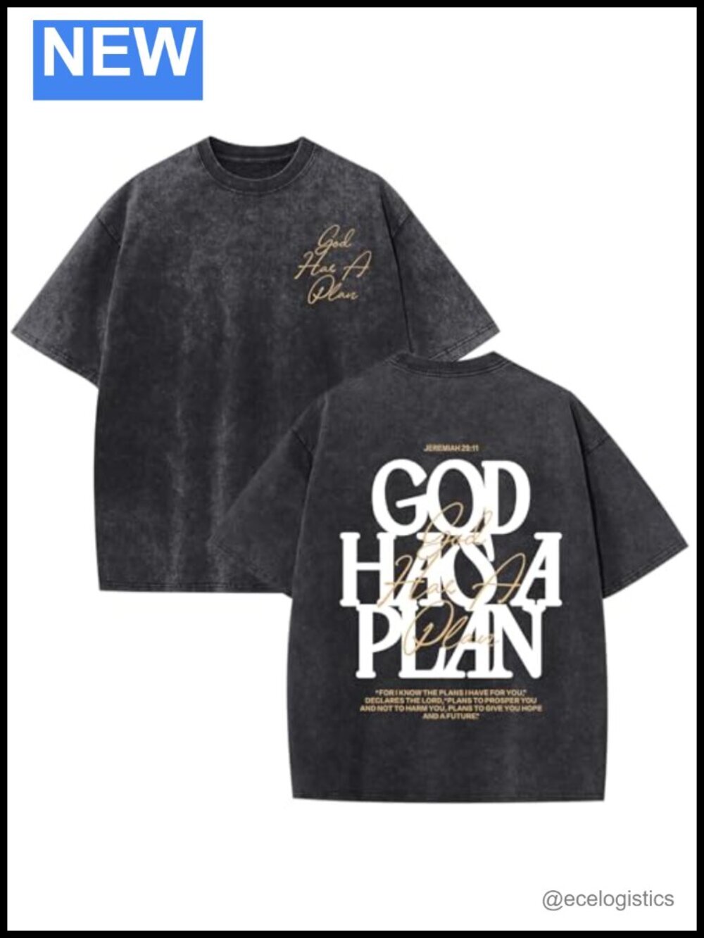 Christian Faith God Jesus Bible Verse Oversized Acid Wash Graphic Tee